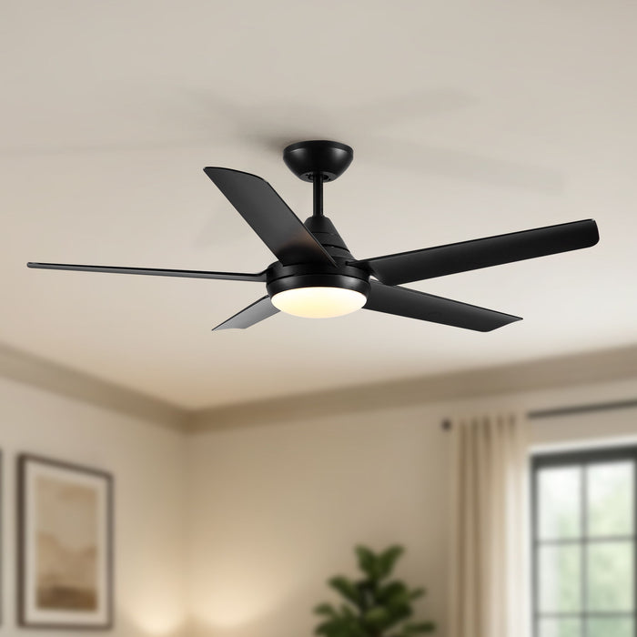 Ceiling Fan With Lights And Remote Control, Reversible DC Motor, 6 Speeds, 3 Cct Dimmable LED, Quiet Timer For Indoor - Black