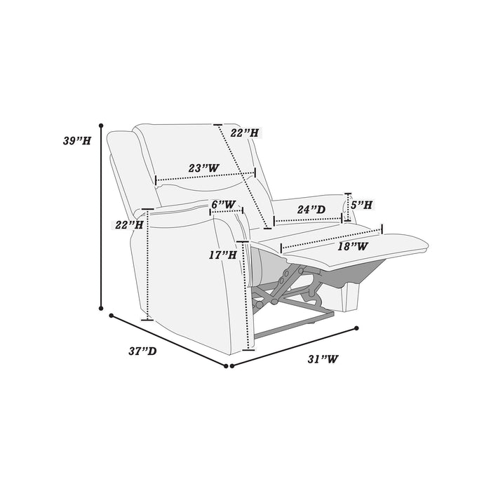 Manual Recliner With Upholstered Seat And Backrest Supportive Headrest