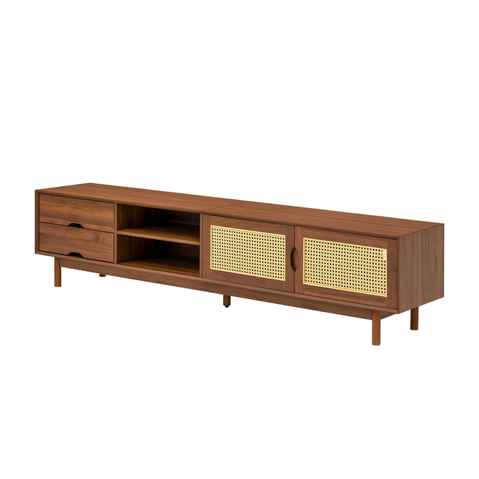 TV Stand For TVs Up To 85", Media Console With 2 Drawers - Walnut