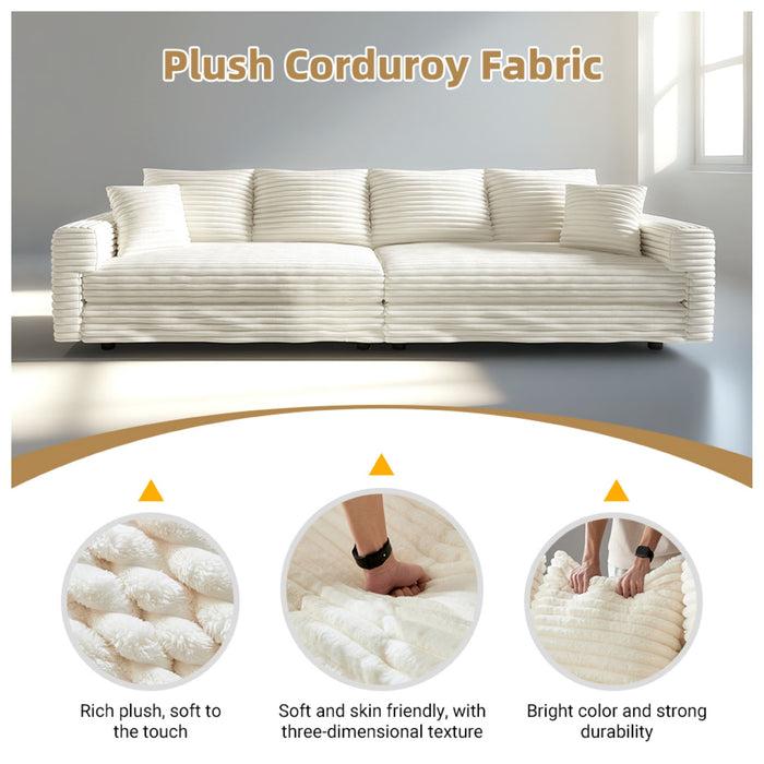 Deep Seat Convertible Sofa With Soft Pillows And Ottomans