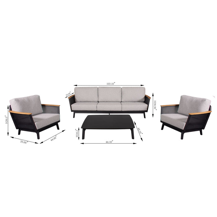 Sofa Set With Armrests - Black