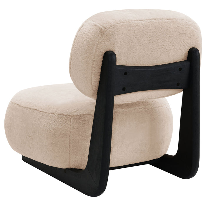 Phia - Upholstered Armless Chair With Oval Back - Camel