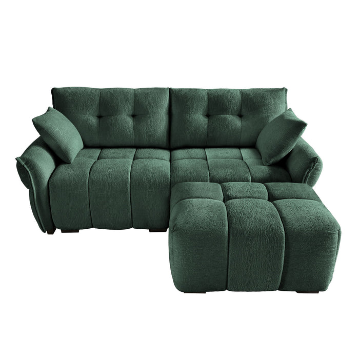 Sofa Set With Ottoman And Pillows, Textured, High Resilience Cushions