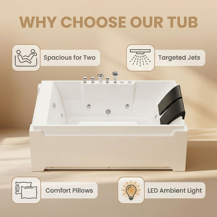 Xavier - Double Massage Bathtub - Milk White
