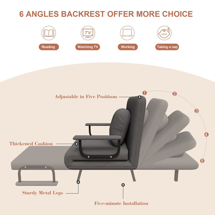 5 In 1 Folding Sofa Bed With 5 Position Adjustable Backrest