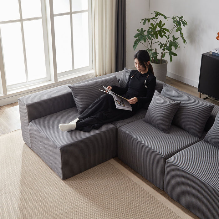 Modular L Shaped Sectional Compressed Sofa, Free Combination