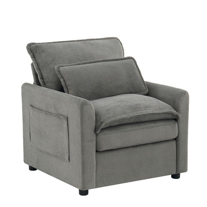 Modern Single Seat Accent Chair With Side Storage Pockets