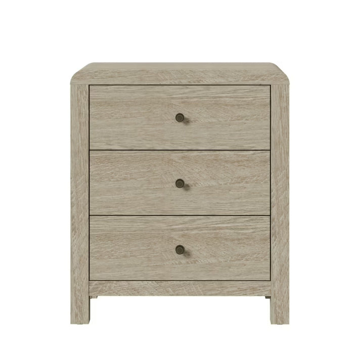 3 Drawer Chest Of Drawers With Soft Close Glides Rounded Corners Handles - Natural