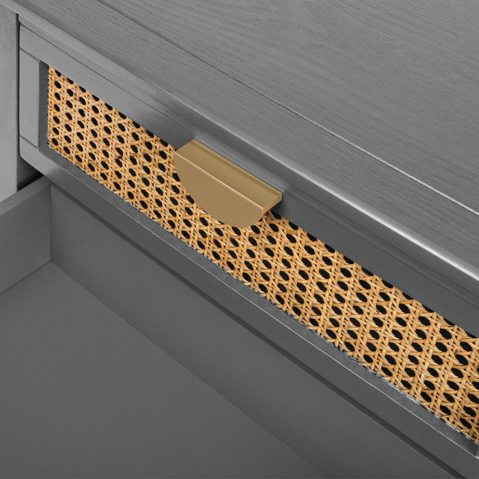 2 Drawer Side Table, Natural Rattan