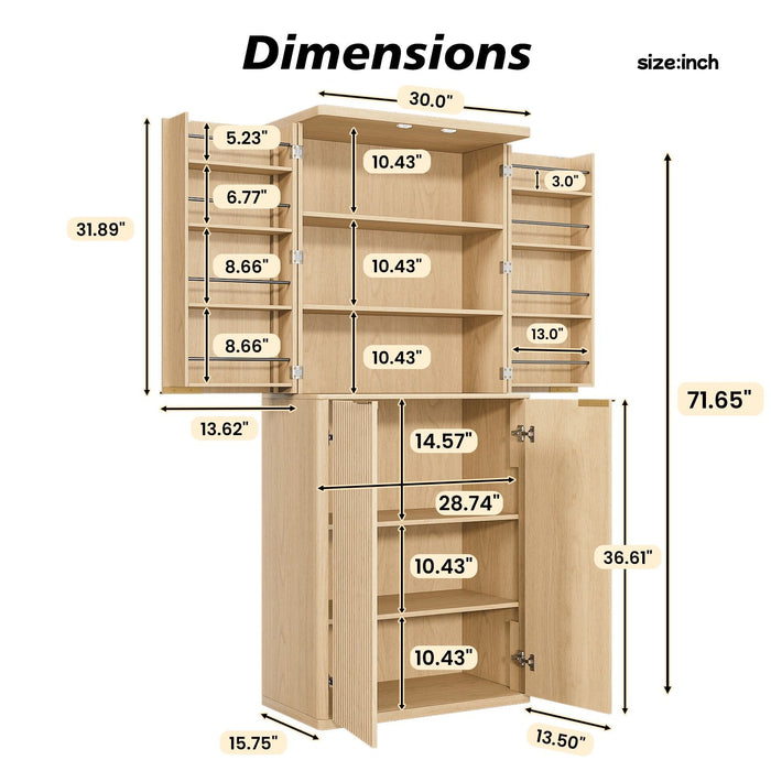 Kitchen Pantry Cabinet With 6 Doors