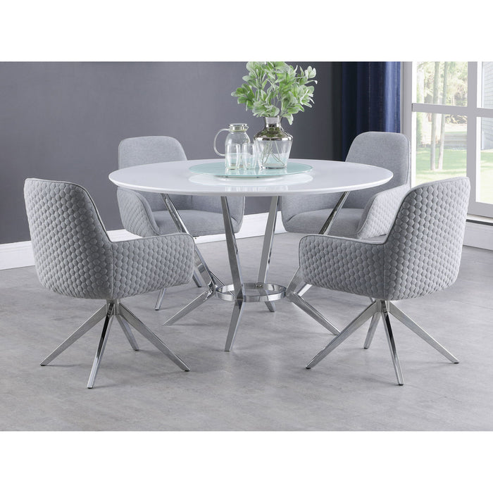 Flare - Arm Side Dining Chair With Tufting - Gray