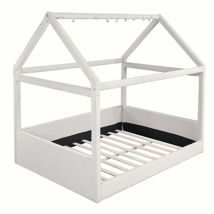 Upholstered House Style Daybed With LED Light Strips