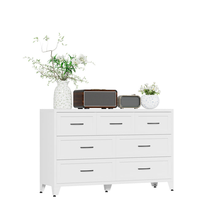 7-Drawer Dresser, Low-Profile Storage - White
