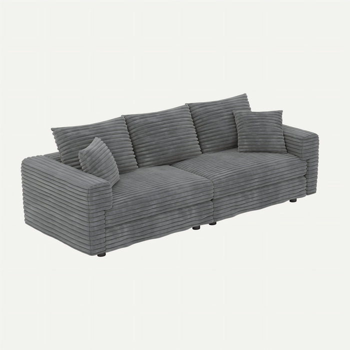 Convertible Deep Seat Sofa With Soft Pillows And Ottomans
