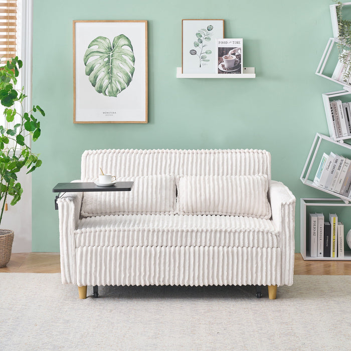 Pull Out Sofa With Movable Tabletop And USB Ports