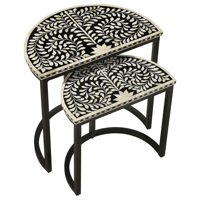 Allura - 2 Piece Demilune Nesting Table Set - Black
