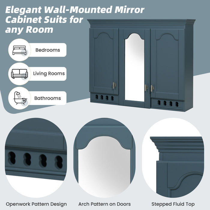 Wall Mount Mirror Cabinet With Adjustable Shelves, Soft Closing Hinges