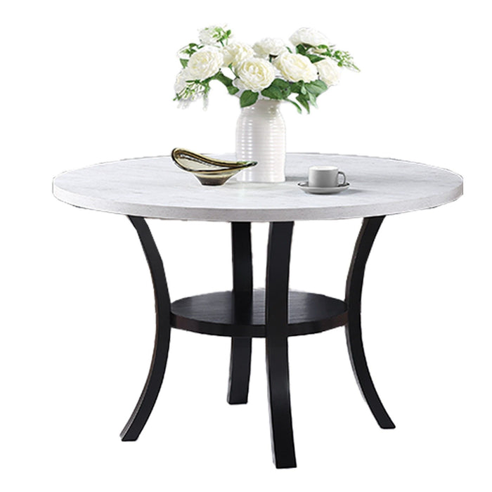 Elegant 5 Piece Dining Set Dark Chairs Top Table With Lower Shelf Kitchen Dining Room