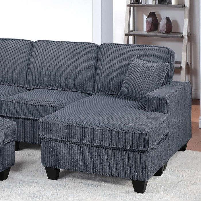 Left Arm Facing Loveseat With USB Port 5 Piece Sectional Set Corner Wedge Armless Chair Cocktail Ottoman Upholstered Living Room Furniture - Dark Gray