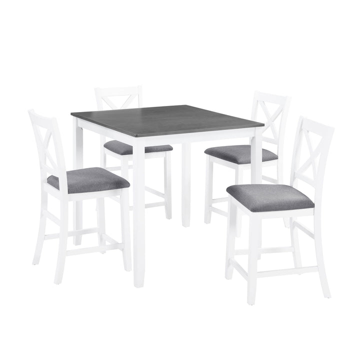 5 Piece Counter Height Dining Table Set With 4 Chairs