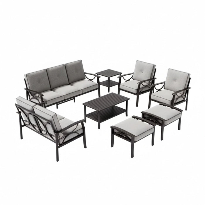Patio Furniture Set, Coffee Table And Cushions For Backyard