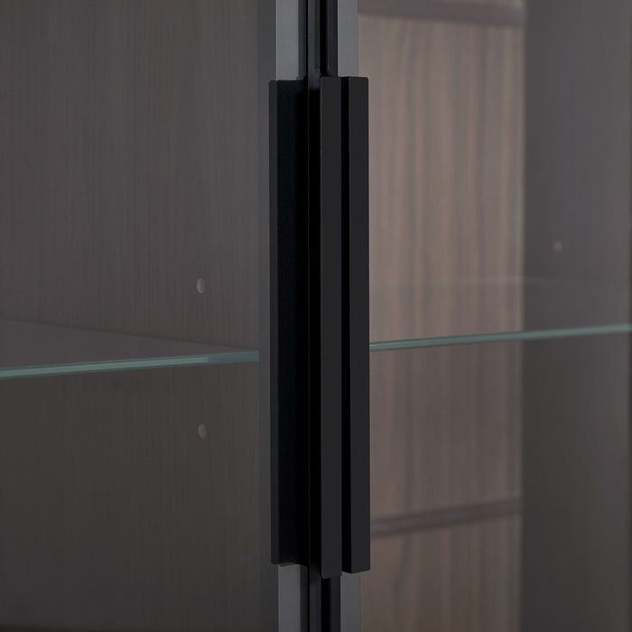 Modern Minimalist Style LED Curio Cabinet With Tempered Glass Door, Metal Legs