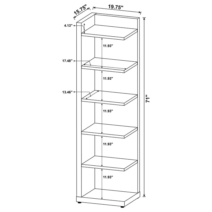 6 Tier Corner Bookcase - Cappuccino