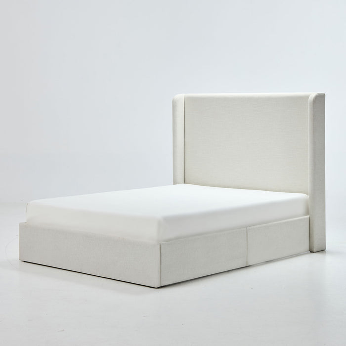 Carmen - Full Size Upholstered Wingback Bed - Ivory