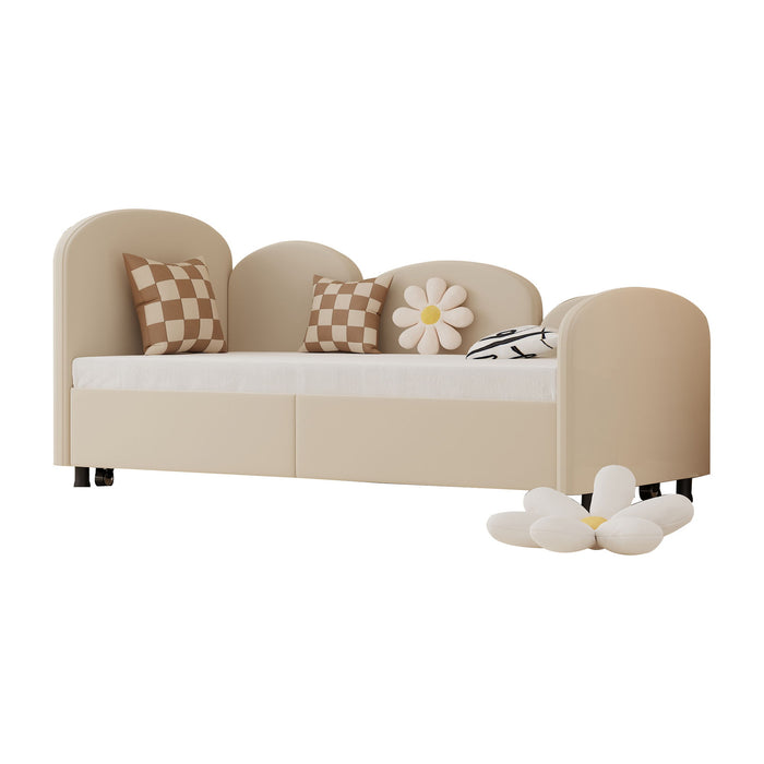 Modern Velvet Upholstered Daybed With Additional Bed Frame