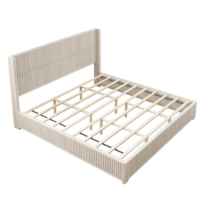 Platform Bed Frame With Headboard, Floor Standing Design