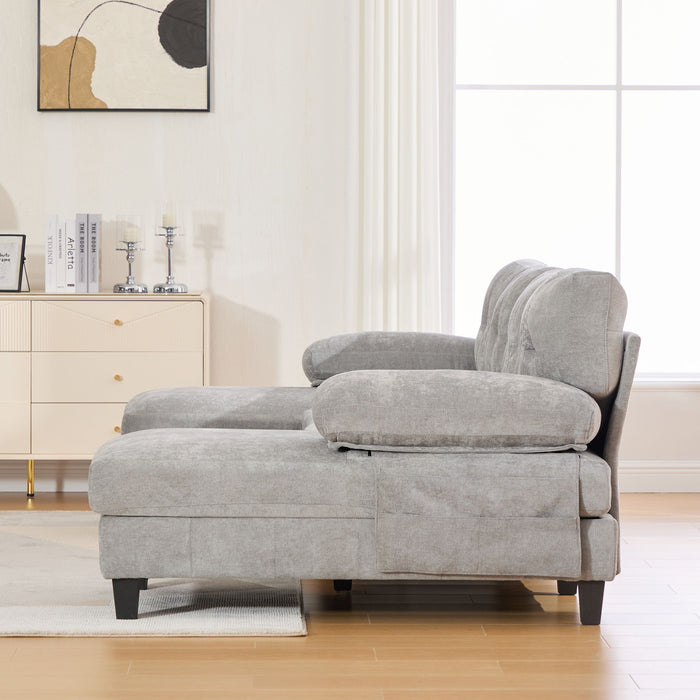 U-Shaped Sectional Sofa 103.5" Black Chenille Fabric Couch With Dual Chaise Lounges, Storage Pockets, Armrest Pillows