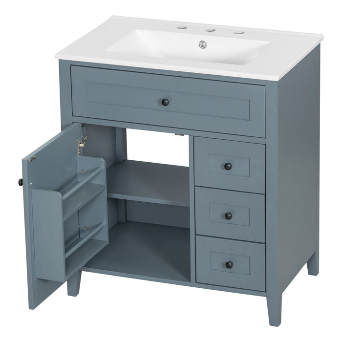 Bathroom Vanity With Sink, 3 Drawers And Adjustable Shelf