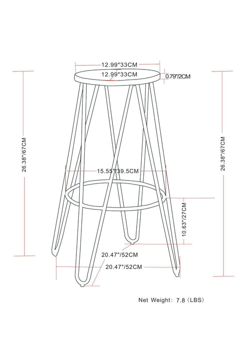 Simeon - Multifunctional Metal Stool With Wood Seat