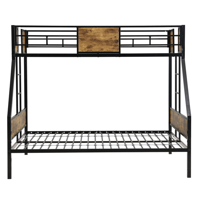 Modern Metal Bunk Bed With Side Ladders And Guardrail