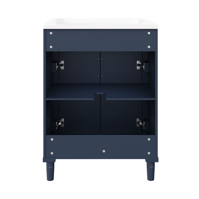 Bathroom Vanity With Integrated Sink, 2 Door Cabinet, Single Sink For Small To Medium Bathrooms