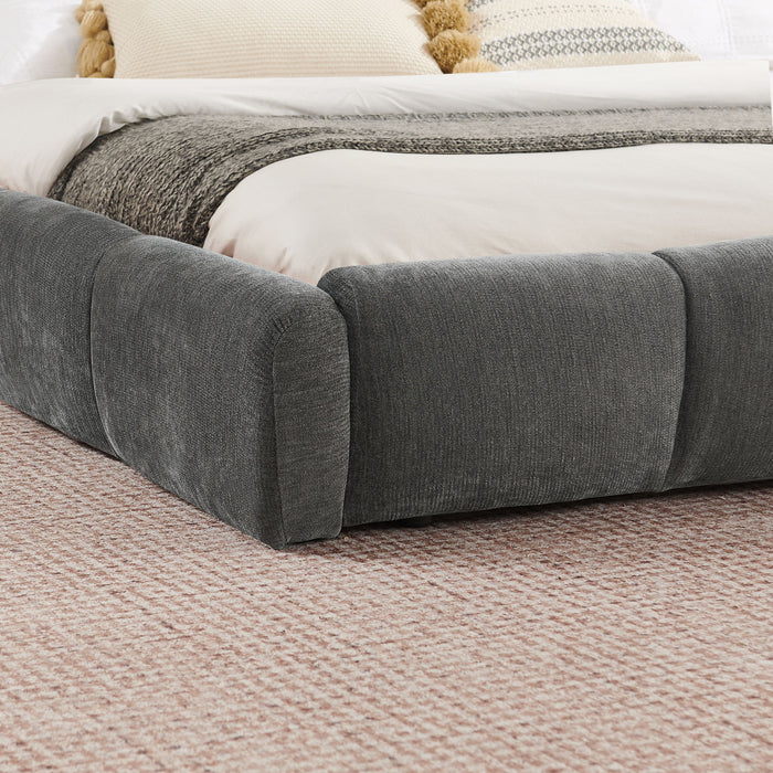 Upholstered Platform Bed Frame, Low Profile Floor Bed, No Box Spring Required