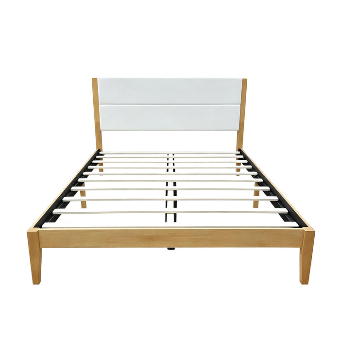 Platform Bed Frame With Upholstered Headboard, Slat Support
