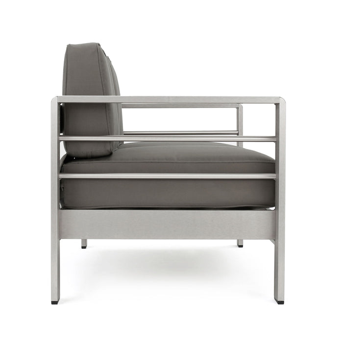 Outdoor Aluminum Loveseat With Cushion - Gray