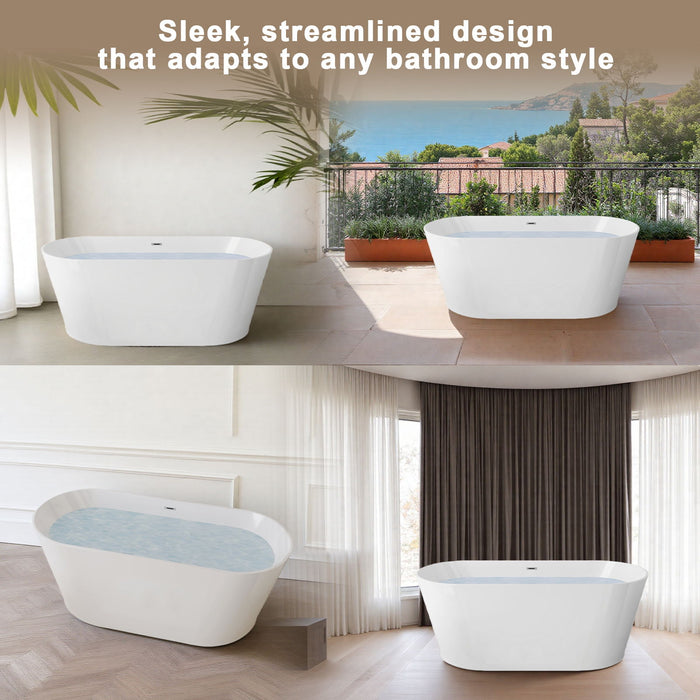 Glossy Freestanding Bathtub With Toe Tap Drain