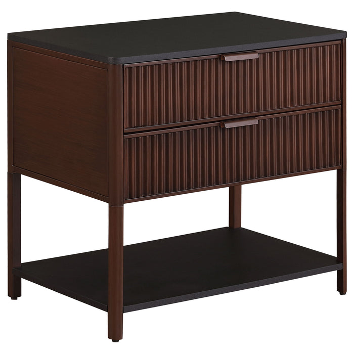 Tova - 2 Drawer Side Table With Shelf - Dark Brown