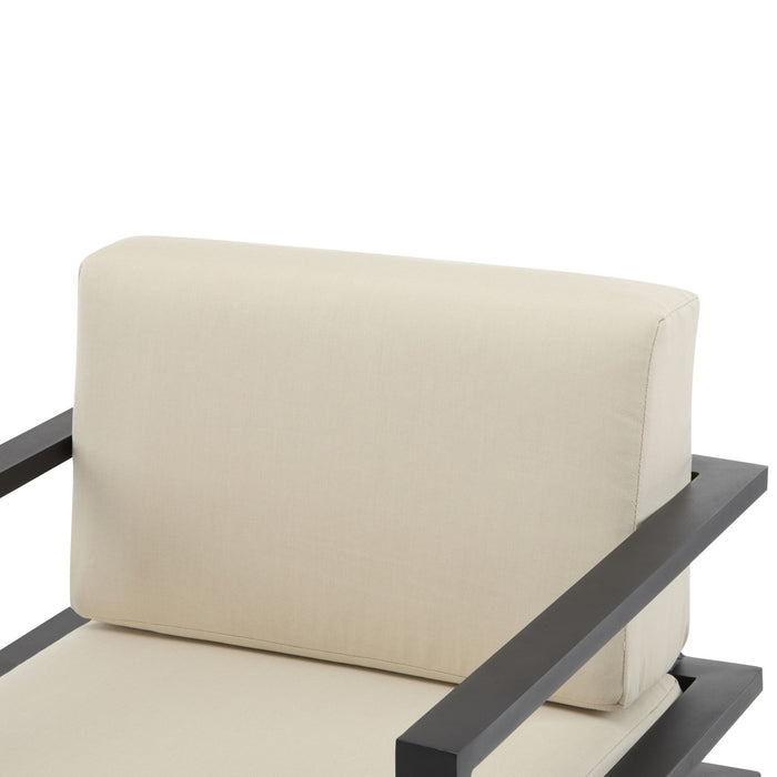 Modern 3 Piece Outdoor Patio Seating Set With Aluminum Frame And Weather Resistant Cushions - Beige / Gray