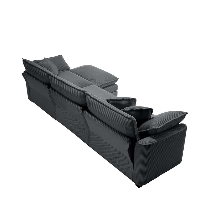 Modular Oversized Cushion Sofa With Ottoman, Low Back, Deep Seating Sofa Set