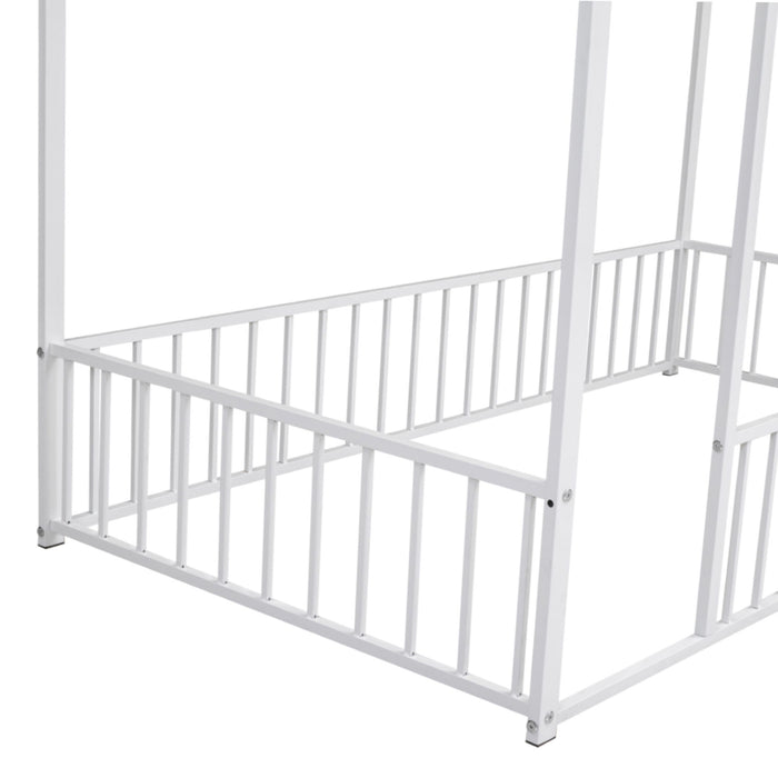 Metal Bed House Bed Frame With Fence