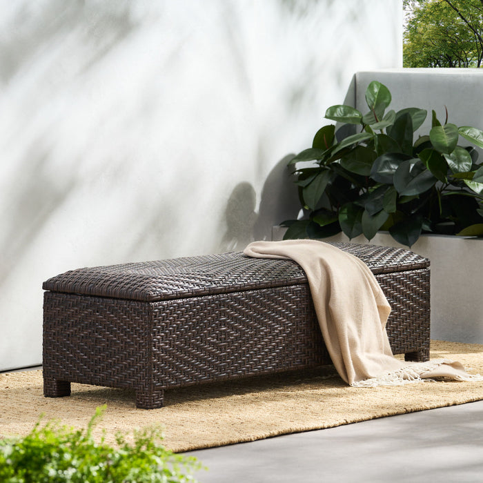 Santiago - Wicker Storage Bench - Brown Multi