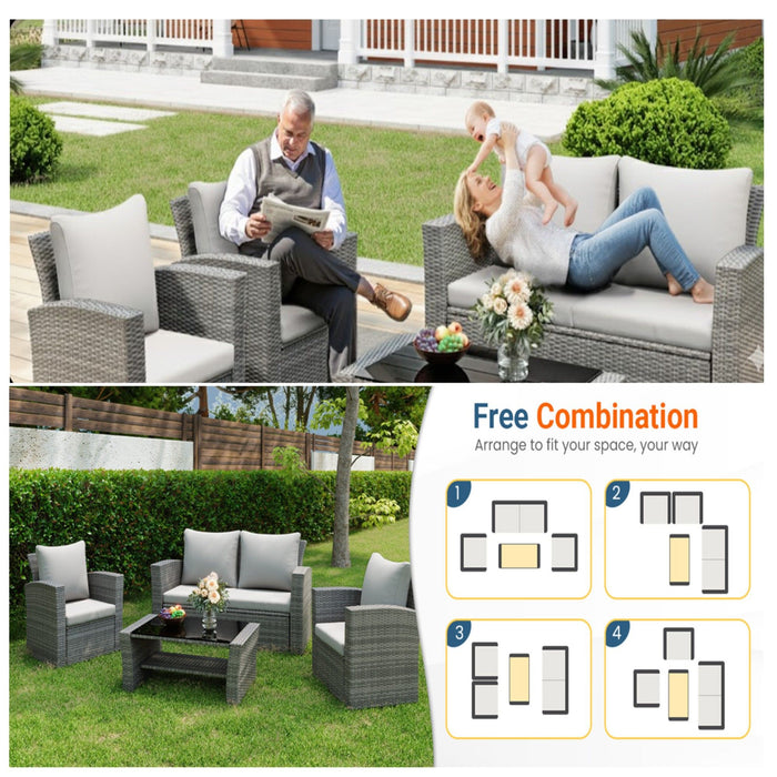 Modern Patio Set With Table And Cushions