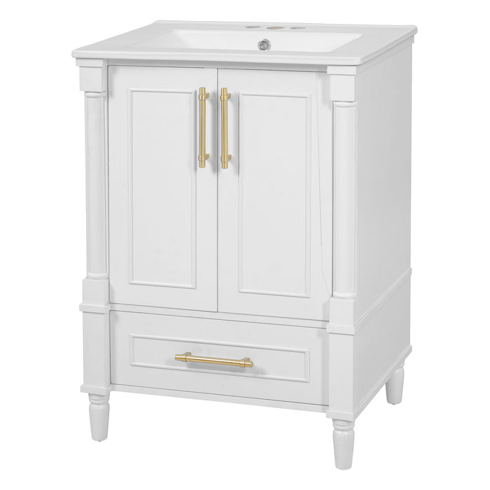 Bathroom Vanity With Ornate French Cylinder Legs, Soft Close Drawer