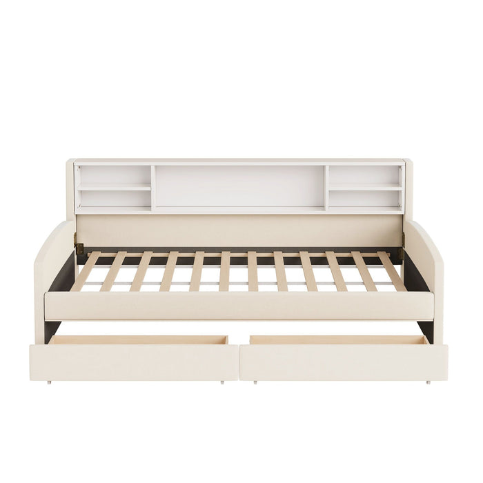 Luxurious Upholstered Platform Bed With Storage Drawers