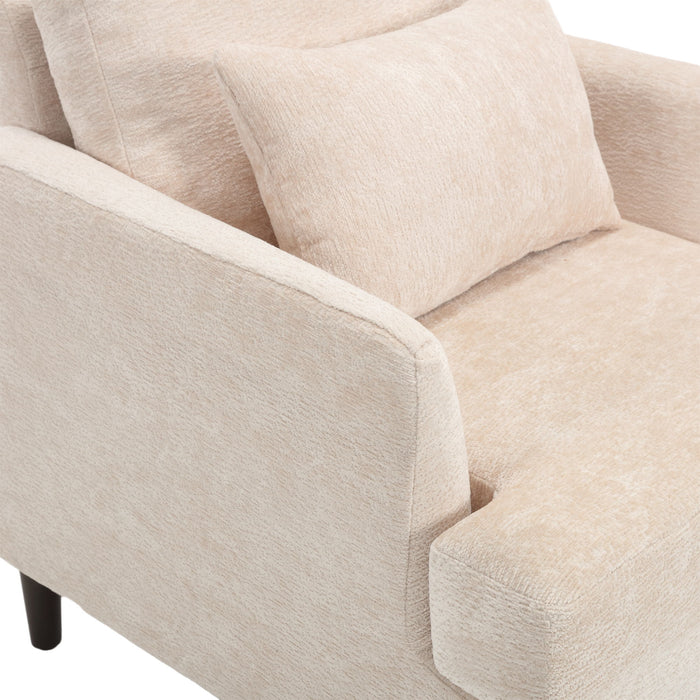 Modern Mid Century Wood Frame Armchair With Tufted Design