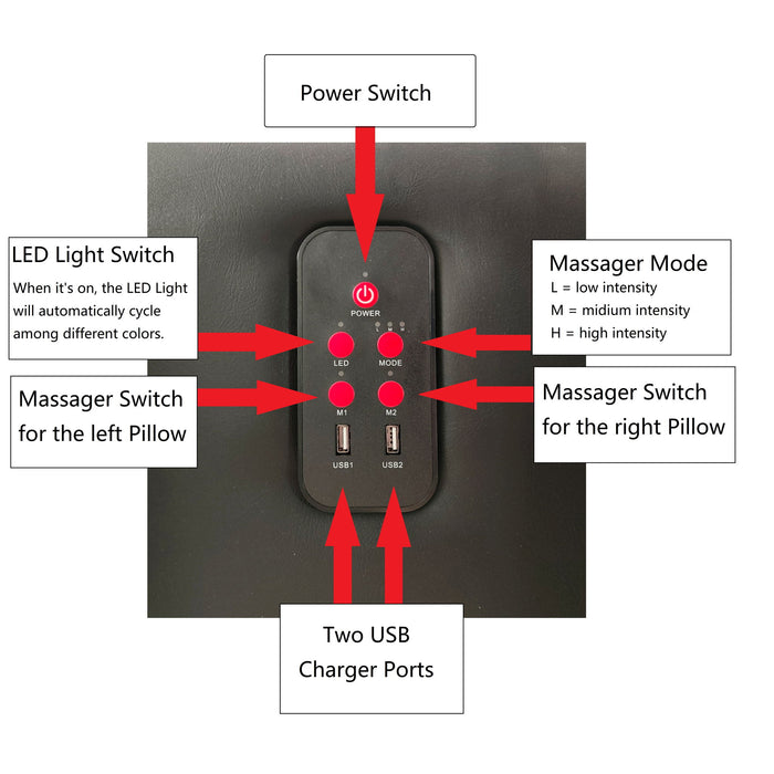 Platform Bed Frame With LED Lighting, Bluetooth Music, Vibration Massage