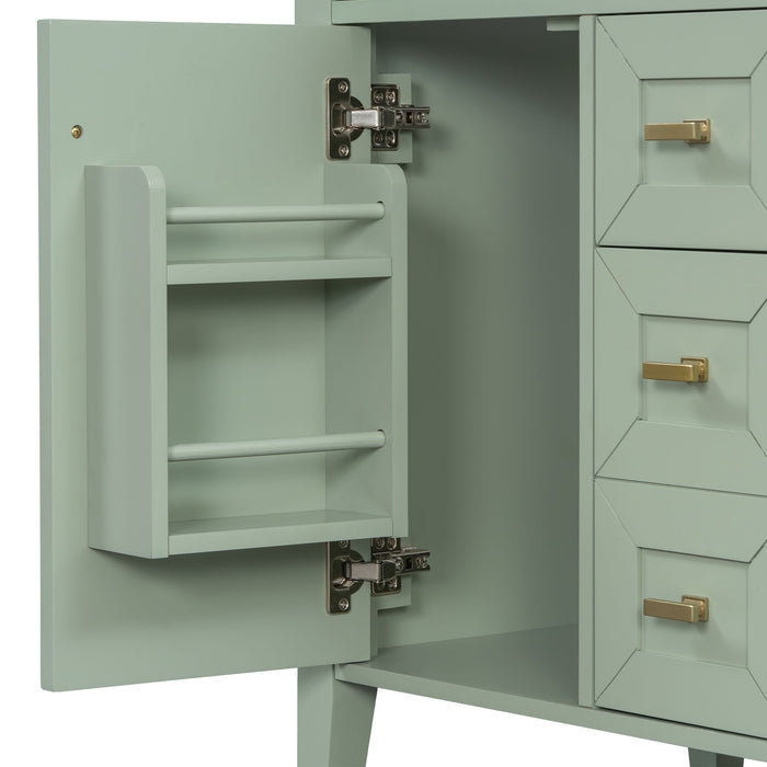 Bathroom Vanity With Sink, 3 Drawers & Cabinet With 2 Tier Door Storage Rack, Soft Close Doors & Drawers